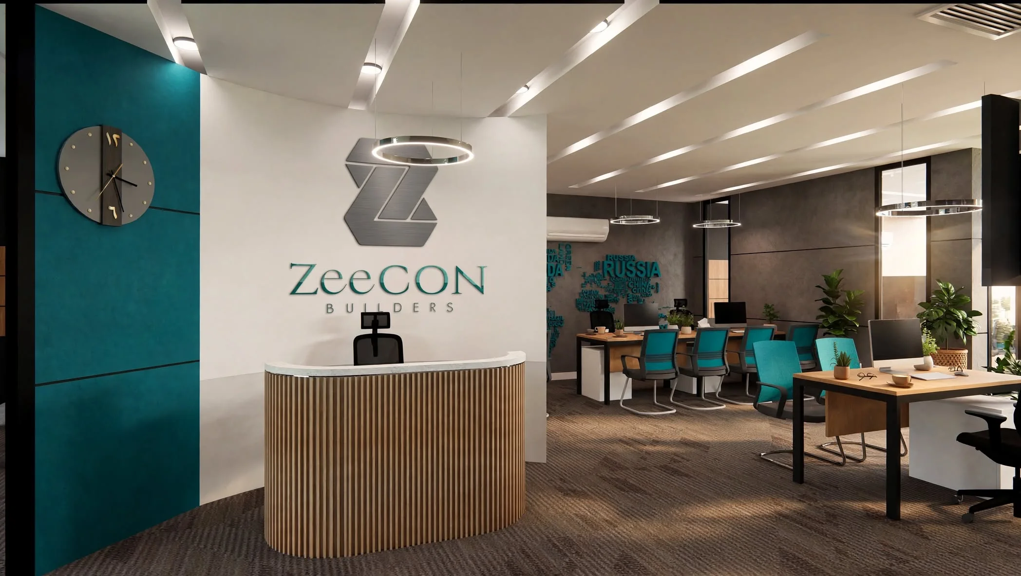 Reception lounge interior visualisation for Zeecon Construction and Property Office